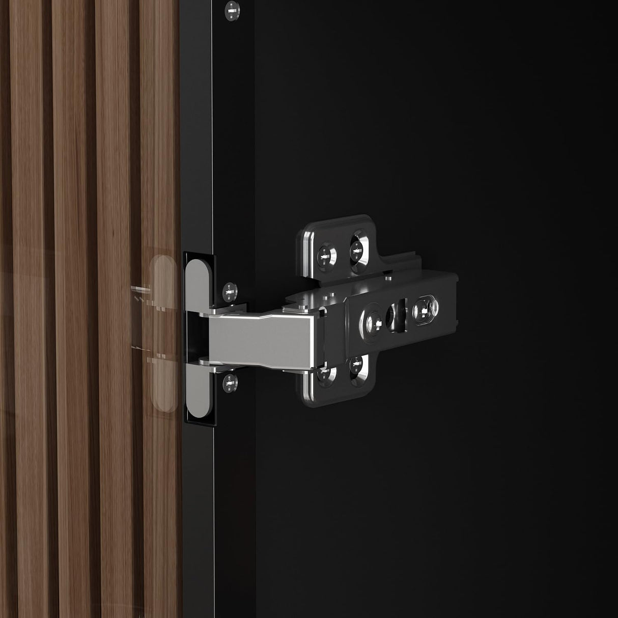 Homsee 4-Tier Black Bookcase with Glass Doors and LED Lighting Homsee