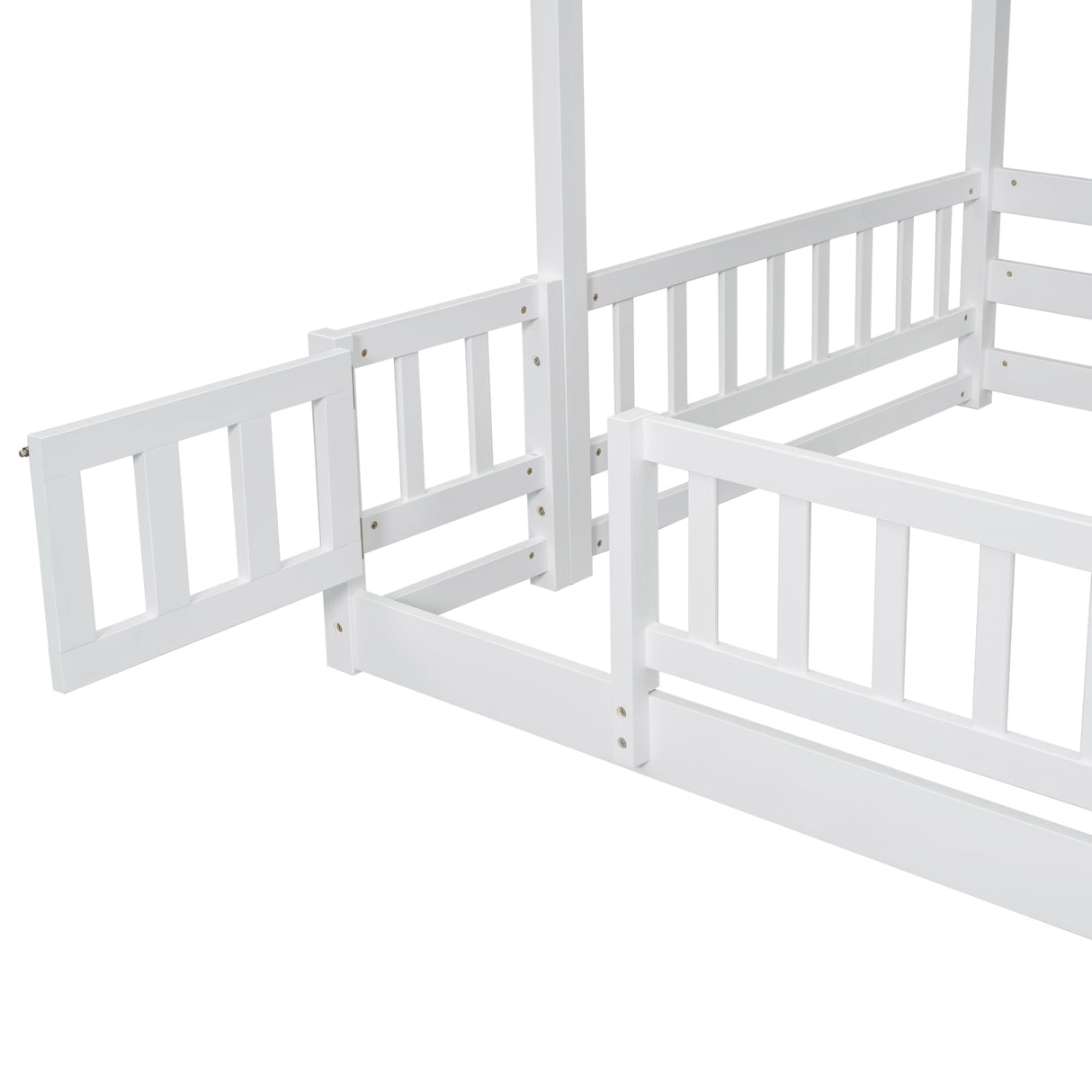 Twin Over Full Bunk Bed with Slide, Solid Wood Bunk Bed Frame with Storage Staircase and Safety Guardrails for Teens Adults,Low Loft Bed with Door Fence, Space Saving,No Box Spring Required, White Ziraukon