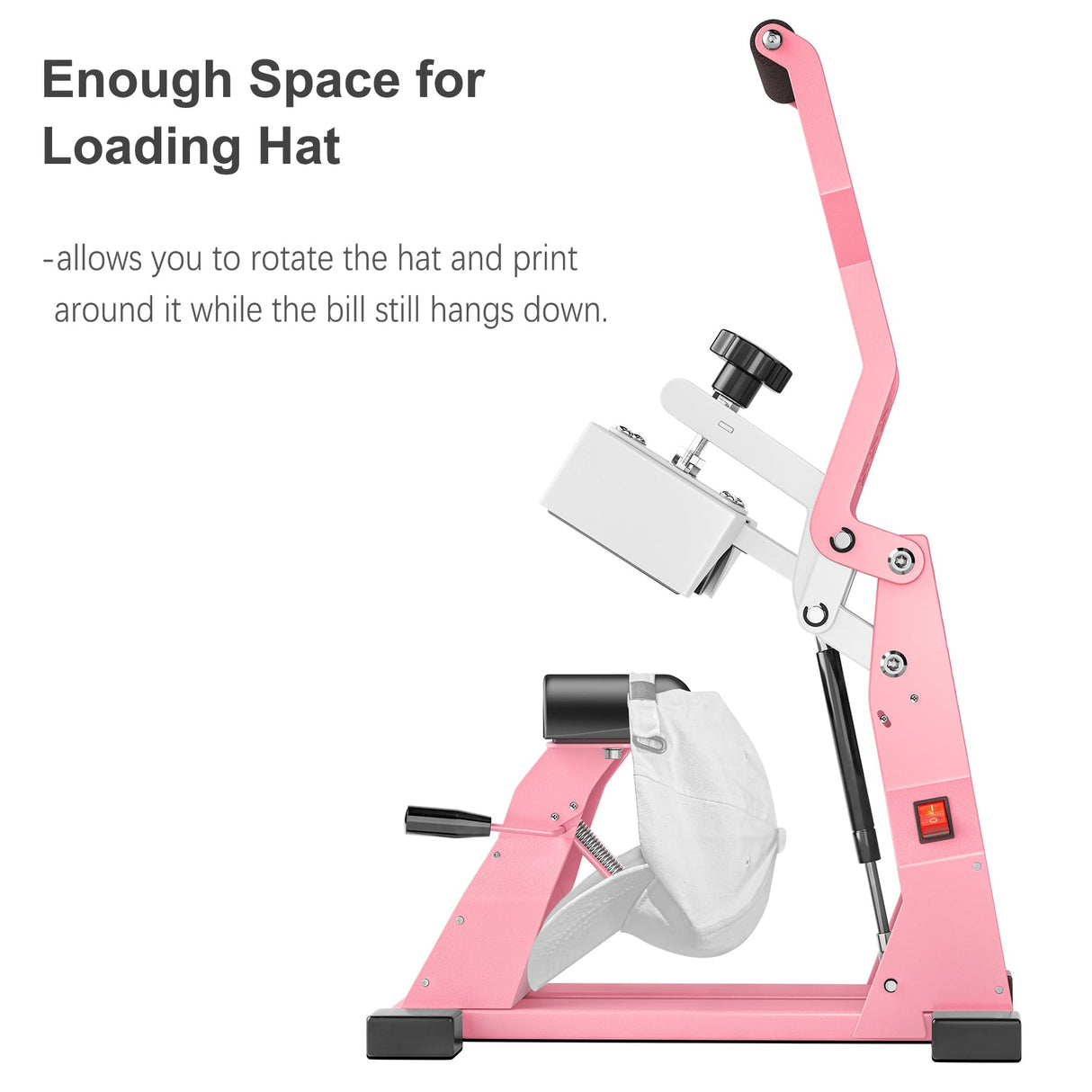Hat Heat Press Machine for Caps with 2pcs Interchangeable Platens(6.7"x3.8", 6.7"x2.5"), Cap Heat Press for Stuctured Hats Heat Transfer Printing for Caps-Pink Delclynee