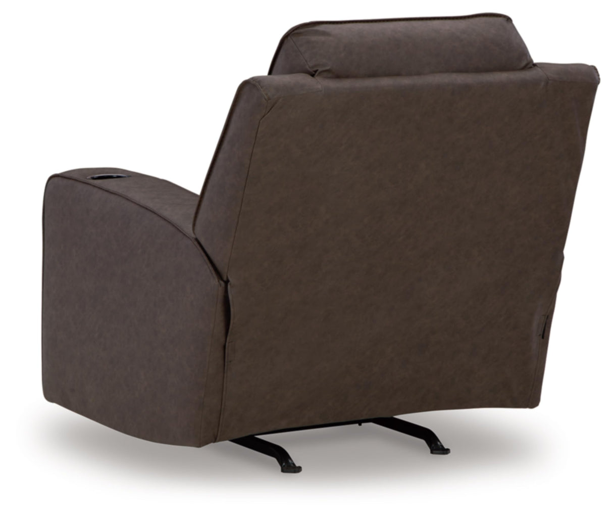 Signature Design by Ashley Lavenhorne Contemporary Faux Leather Upholstered Manual Rocker Recliner with 2 Cup Holders, Dark Brown Signature Design by Ashley