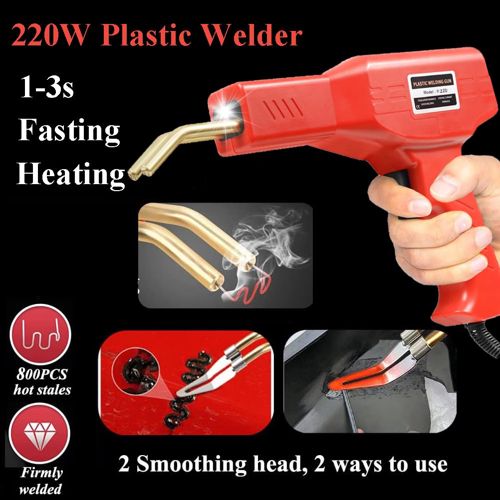 Upgraded 220W Plastic Welder, 2 in 1 Plastic Welding Kit Plastic Repair Welder Kit 1000PCS Hot Stapler Soldering Gun with 100PCS Plastic Welding Rods Car Bumper Repair Kit for Most Plastic Repair VCTSELITY