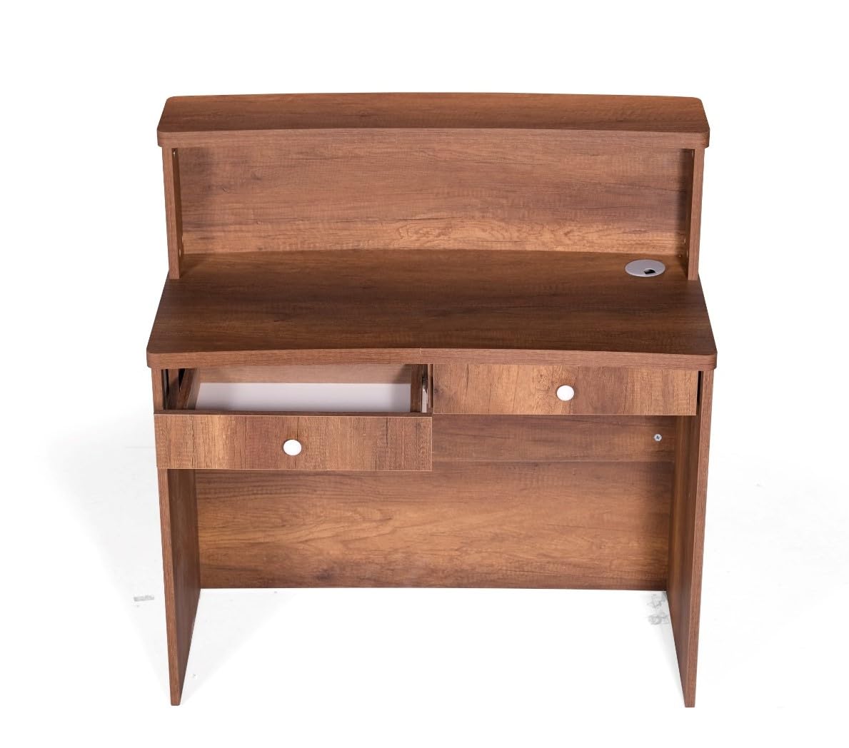 UGOS Mono Walnut Modern Reception Desk w/Transaction Counter | Laminate Desktop | Multifunctional Standing Front Desk for Home, Office, Salon, Spas, and Lobby (40 inch (100 cm)) UGOS