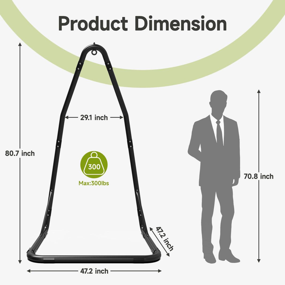 C Hammock Chair Stand, Heavy Duty Hanging Chair Stand Only, Solid Steel Structure Swing Stand with Hook, 300lbs Hammock Chair Stand Only, Hammock Stand Only for Indoor/Outdoor Patio Yard(Stand Only) SkylarkJoy