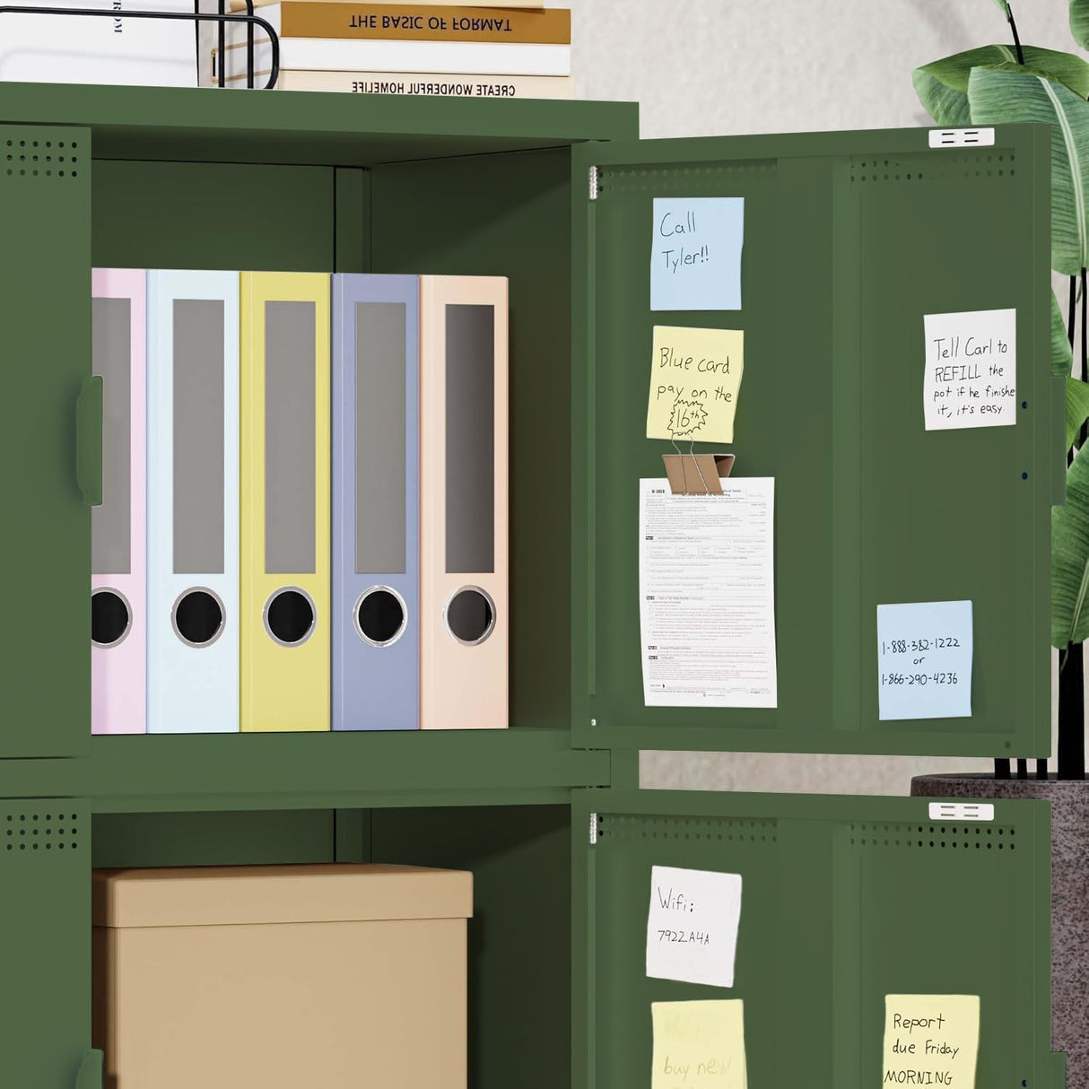 YAUWOH Metal Locker Storage Cabinet with 4 Doors and 3 Shelves,39.96" Tall Steel Office Storage Cabinet for Office,Home,Garage,Gym,School YAUWOH