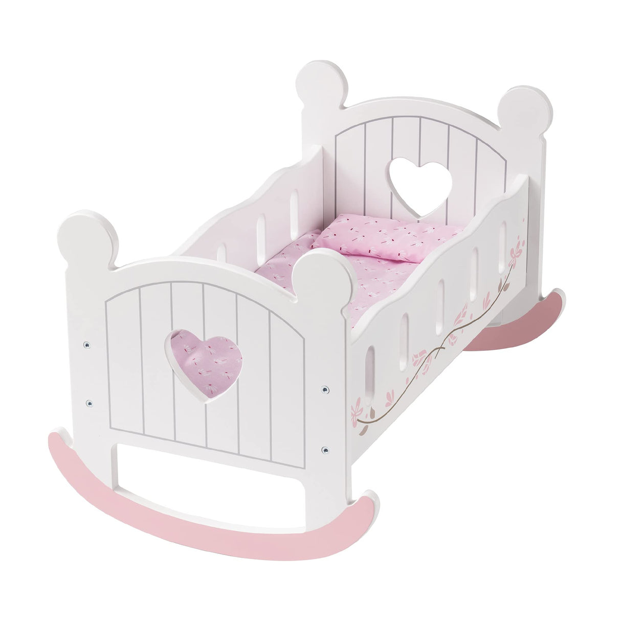 ROBUD Baby Doll Crib Wooden Doll Cradle with Bedding Doll Rocking Cradle 18inch Doll Furniture Doll Bed Fits for 18inch American Girl Dolls ROBUD