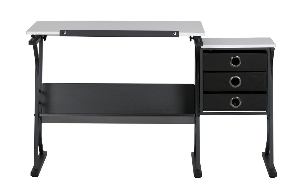 SD Studio Designs 2 Piece Eclipse Ultra Center/Drawing Table with Stool, Angle Adjustable Top, Storage Shelves, and Drawers SD STUDIO DESIGNS