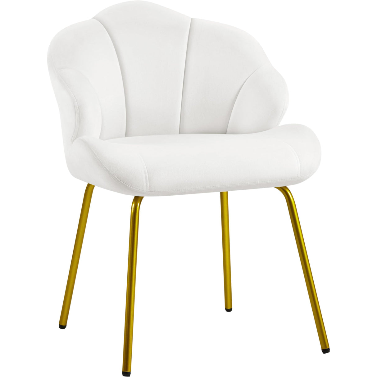 Yaheetech Vanity Chair, Velvet Accent Chair with Shell-Shaped Backrest, Modern Armchair with Gold Metal Legs for Dressing Room/Bedroom/Living Room, White Yaheetech