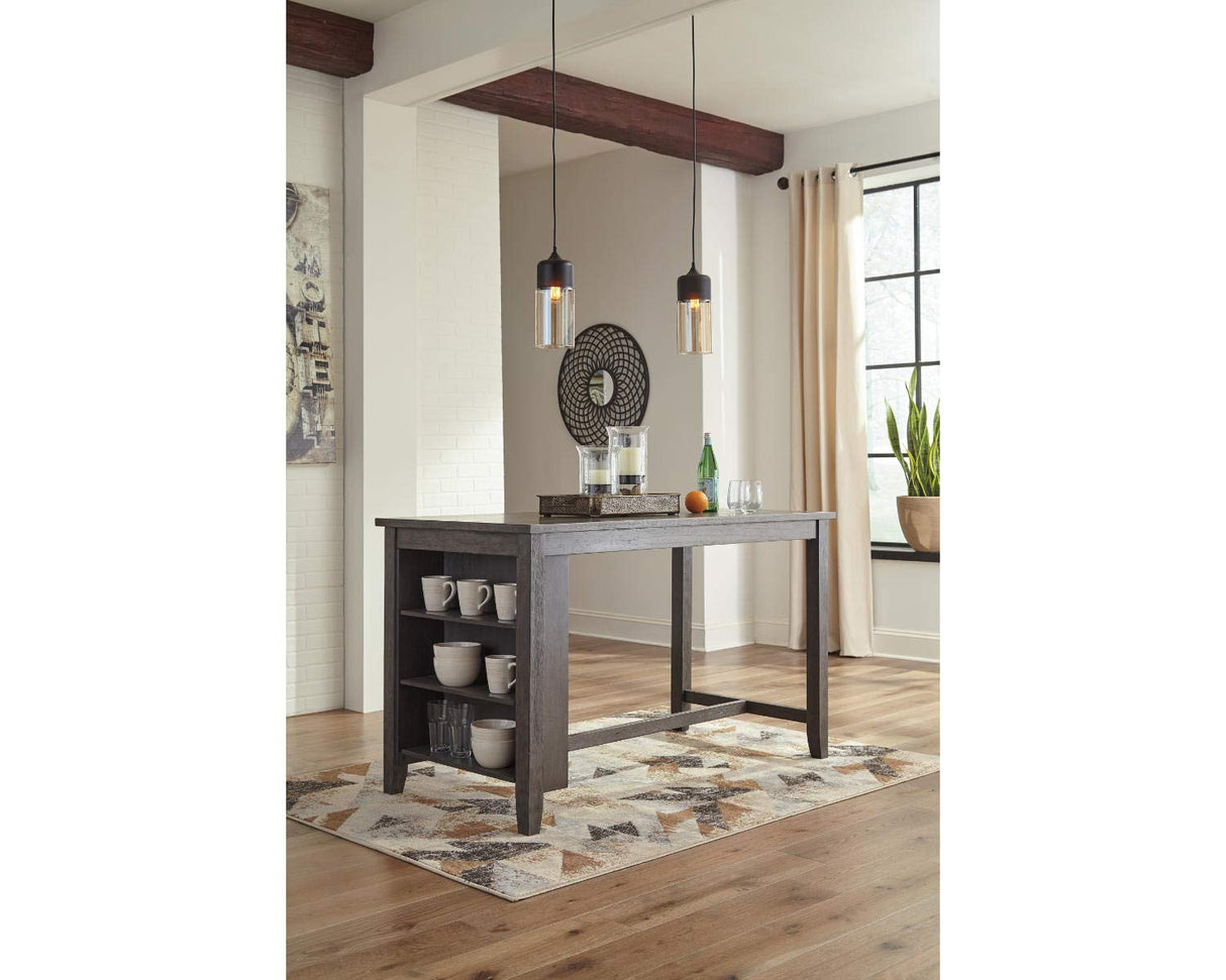 Signature Design by Ashley Caitbrook Rustic Counter Height Dining Table with Storage, Dark Gray Signature Design by Ashley