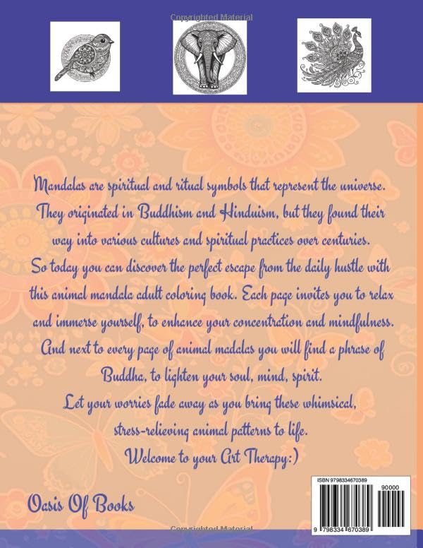MANDALA ANIMALS ADULT COLORING BOOK- MINDFULLNESS, RELIEF, JOY, AND RELAXATION: Welcome to Art Therapy! WoodArtSupply