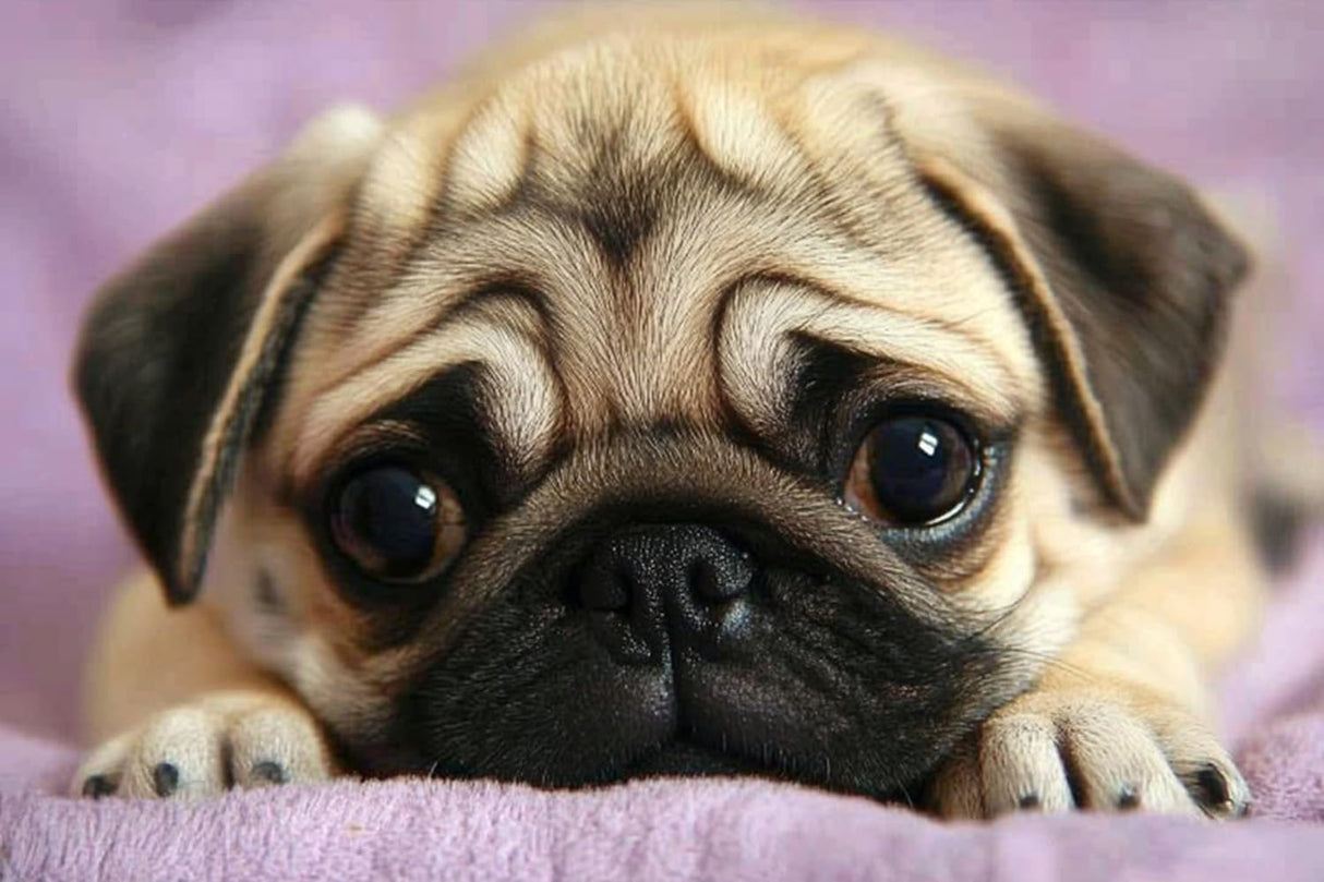 MaiYiYi Pug Diamond Painting by Numbers, 5D Full Round Drill Pug Diamond Art Kit, Cute Dog Face Diamond Painting for Adult Beginner Wall Decor Arts Crafts (40 x 30 cm) MaiYiYi