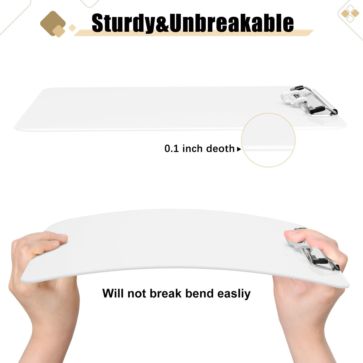 Hongri Plastic Clipboard, White 8.5x11" Clipboard, A4 Letter Size Clipboards for Nurses, Students, Office and Women, Clipboard with Pen Holder and Low Profile Clip, Size 12.5 x 9 Inch(White) Hongri