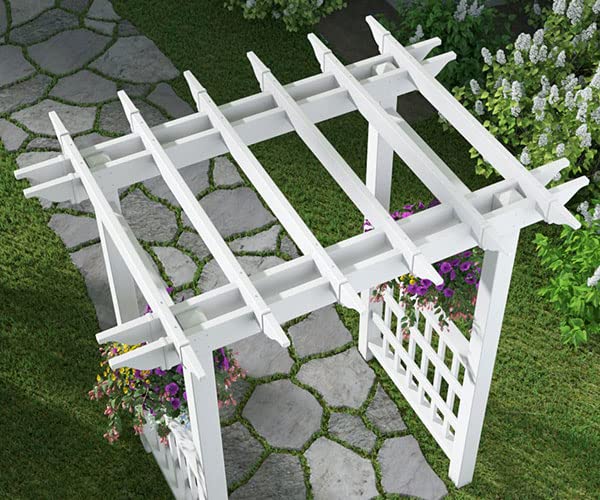 New England Vinyl Arbor Trellis, Heavy Duty Arch for Climbing Plants, White Garden Arch, 91.375" Height Generic