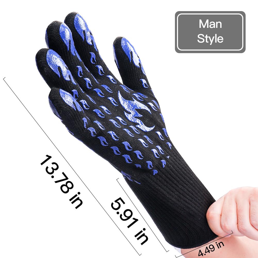 Srramy BBQ Gloves - 1472°F Extreme Heat Resistant, Fireproof, Ideal for Grilling, Barbecuing, Baking, Smoking, and Camping. Suitable for Both Men and Women, Perfect for Handling Hot Food Safely Srramy