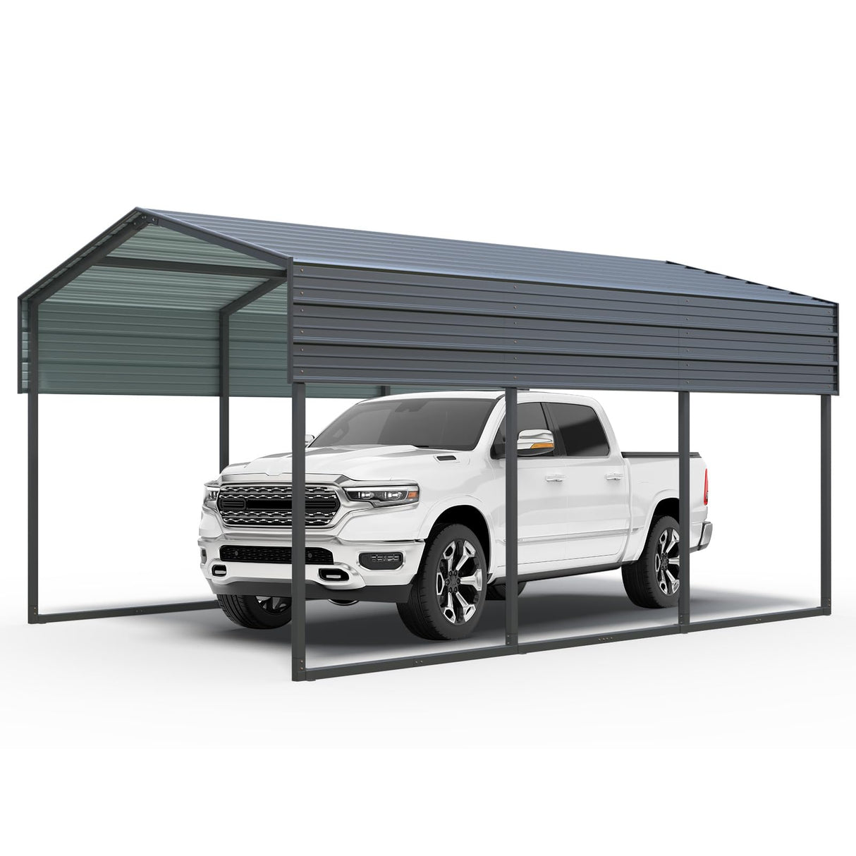 Outvita Heavy Duty Metal Carport, 10x15FT, Gray, Vehicle Protection, Outdoor Gatherings Outvita