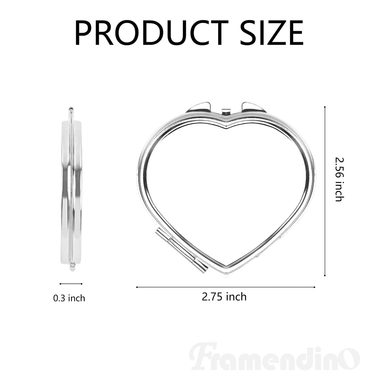 Framendino, 12 Pack Sublimation Heart Compact Mirror Blanks Transfer Portable Pocket Cosmetic Mirrors Love Folding Travel Makeup Mirror for Women Bulk Framendino