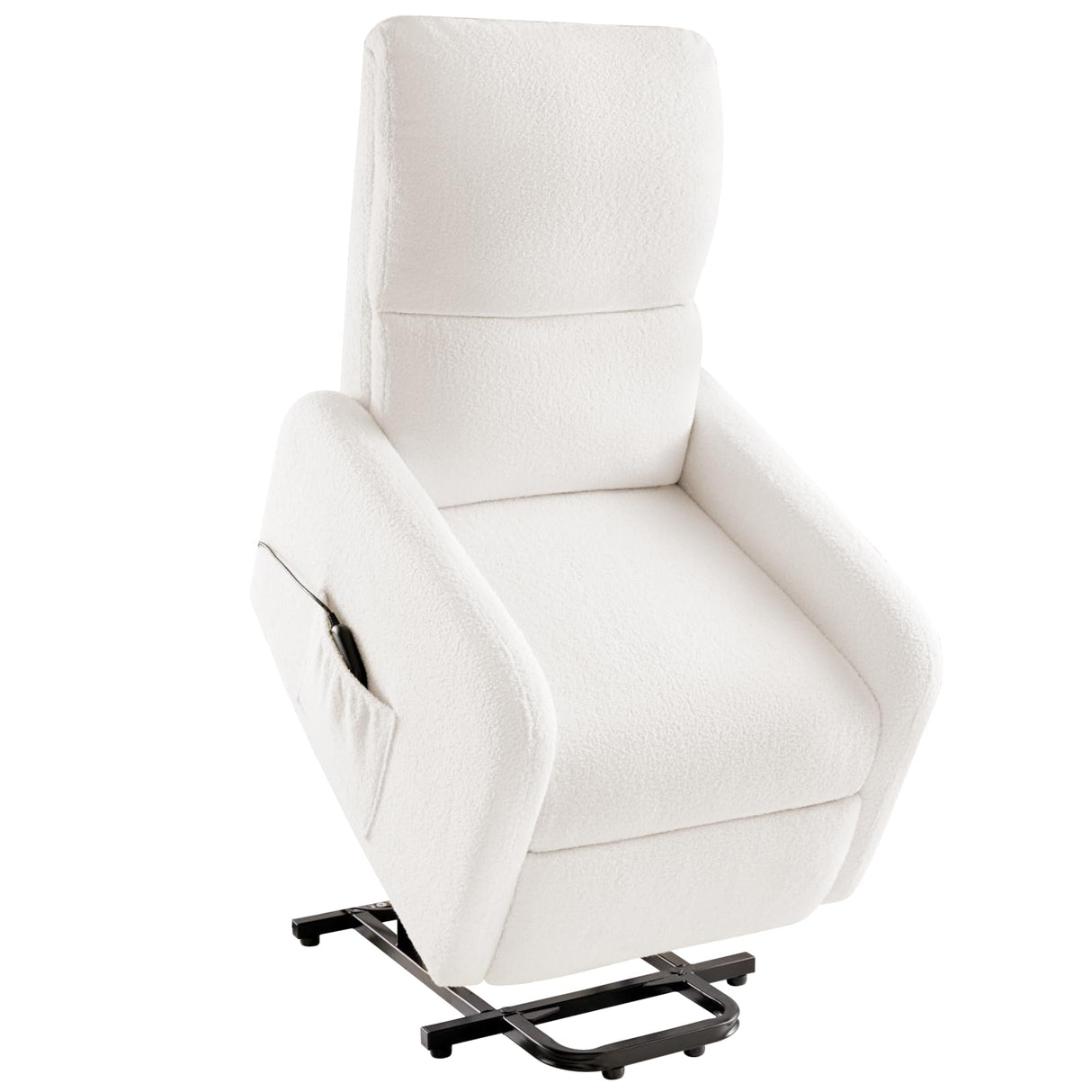 Jocisland Power Lift Recliner Chairs for Adults, Small Electric Recliners with High Back & Side Pocket for Nursery Living Room Bedroom, Comfy Upholstered Modern Nursing Single Sofa, Teddy White Jocisland