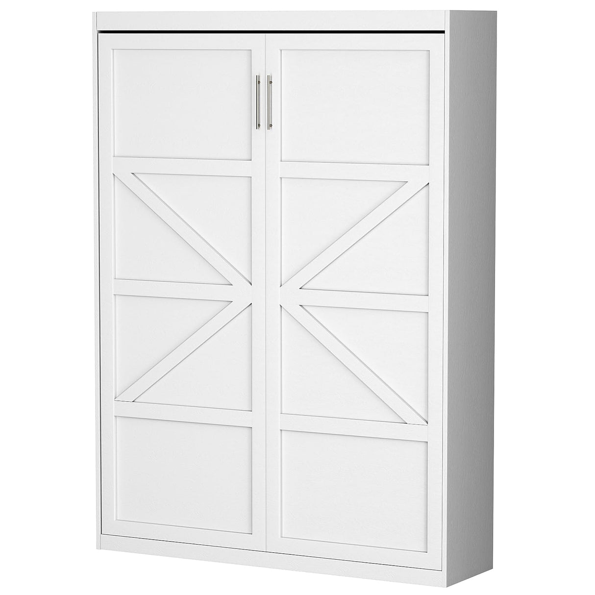 ROOMTEC Space-Saving Full Size Murphy Wall Bed - Modern White Furniture for Bedroom and Home Office ROOMTEC