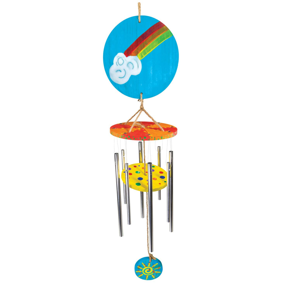 MindWare Make Your Own Wind Chime Craft Kit – Makes 1 Wind Chime, Incldues 13 Paint Colors, 3 Brushes and Instructions MindWare