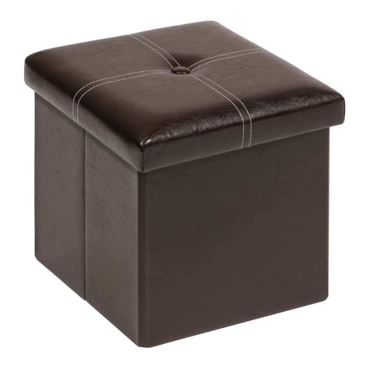 B FSOBEIIALEO Folding Storage Ottoman Cube, Faux Leather Footrest Seat Coffee Table, Brown 11.8"x11.8"x11.8" B FSOBEIIALEO
