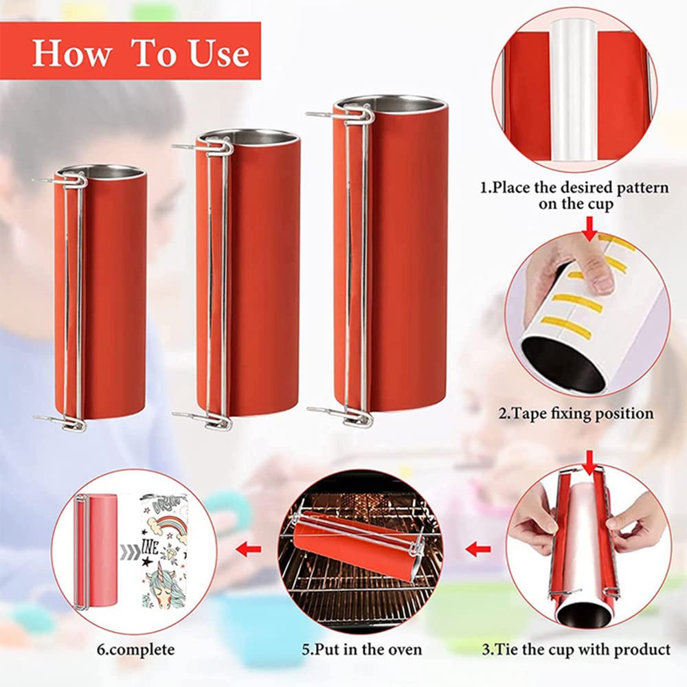 Silicone Sublimation Wrap for Seamless Sublimation Tumblers 20oz Silicone Wrap Mug Clamp 3D Wrap for Blanks Cup with Gloves, Transfer Tape for Sublimation Tumbler Heat Press Generic