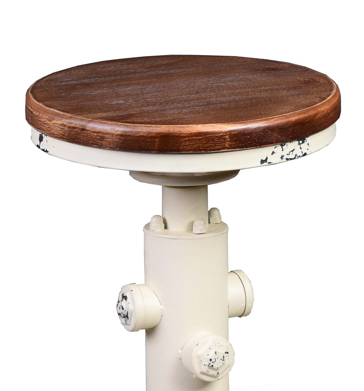Topower Aged Antique Vintage Industrial Barstool Solid Wood Water Pipe Fire Hydrant Design Cafe Coffee Industrial Bar Stool Set of 2 Antique White Topower