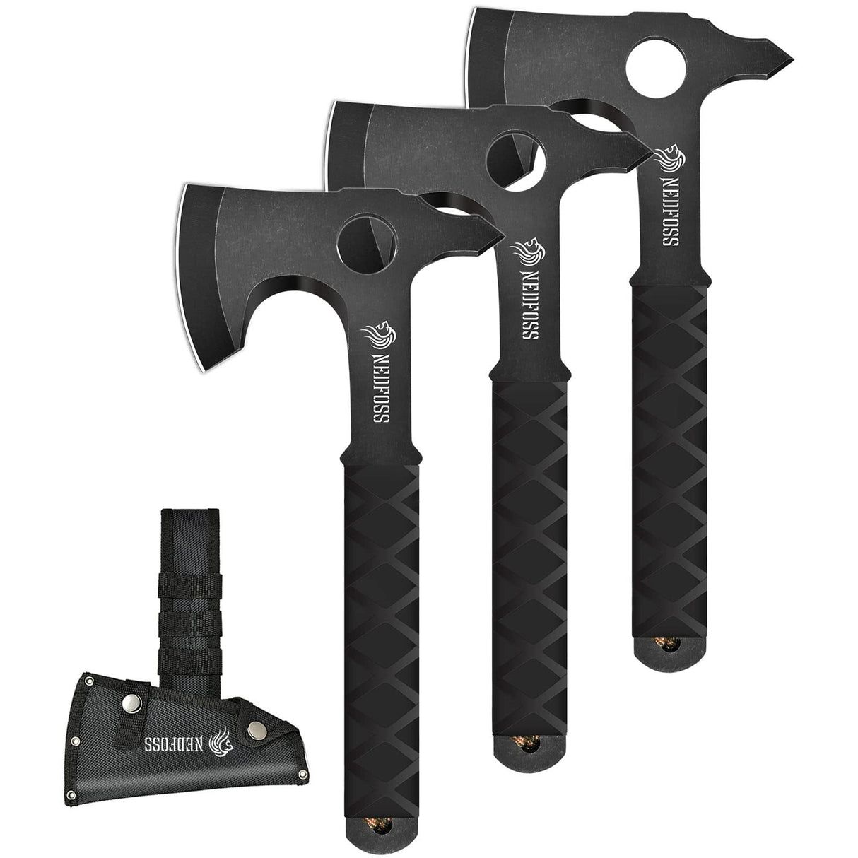 NedFoss Throwing Axes and Tomahawks, 10.2'' Full Tang Throwing Hatchet with Sheath, Rubber & Paracord Handle, Perfect for Competition and Recreation NedFoss