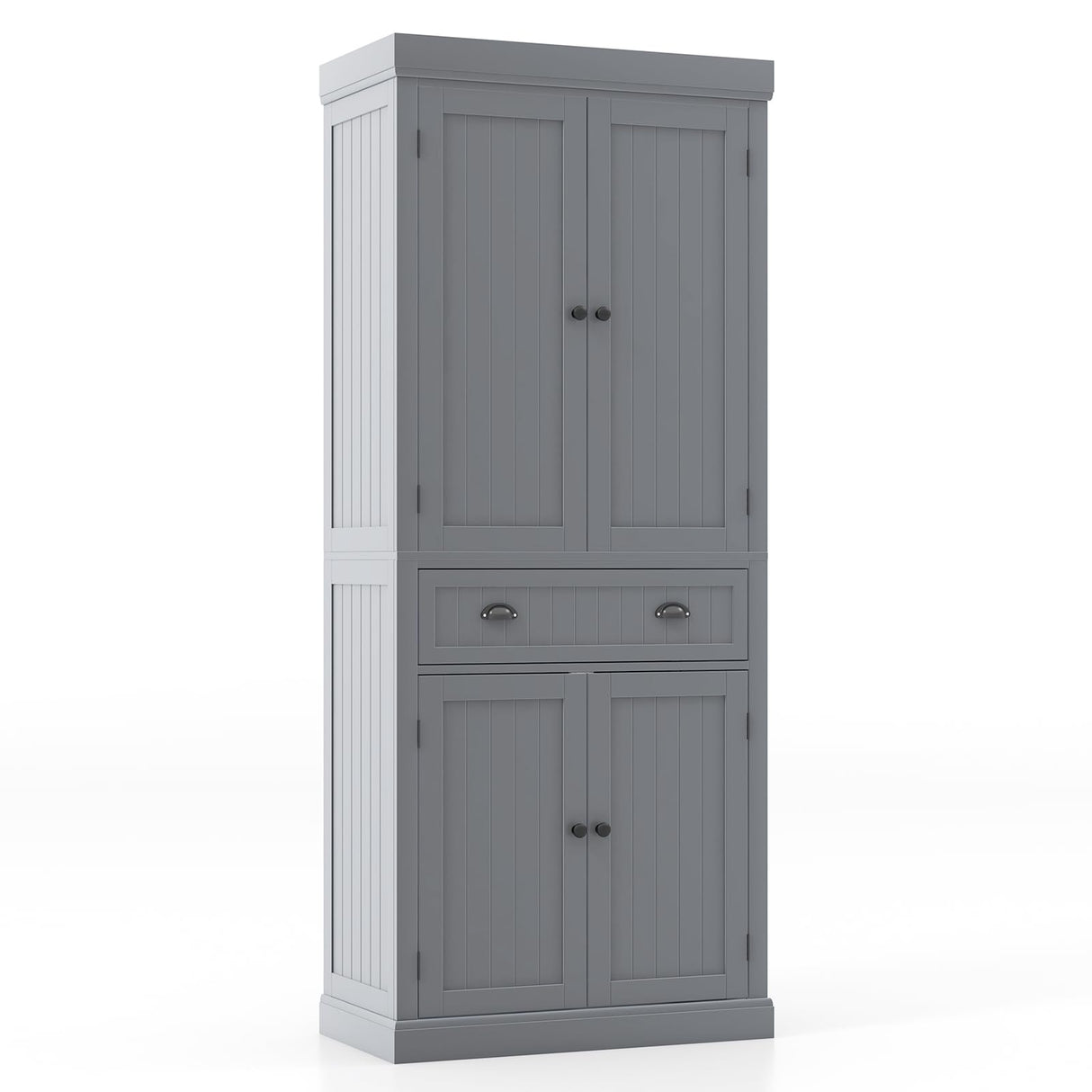 Giantex Pantry Organizers and Storage, 72" Tall Kitchen Cabinet with 2-Door Cabinets & Drawer, Buffet Sideboard w/Adjustable Shelves, Wooden Freestanding Cupboard for Dining Room Living Room (Grey) Giantex
