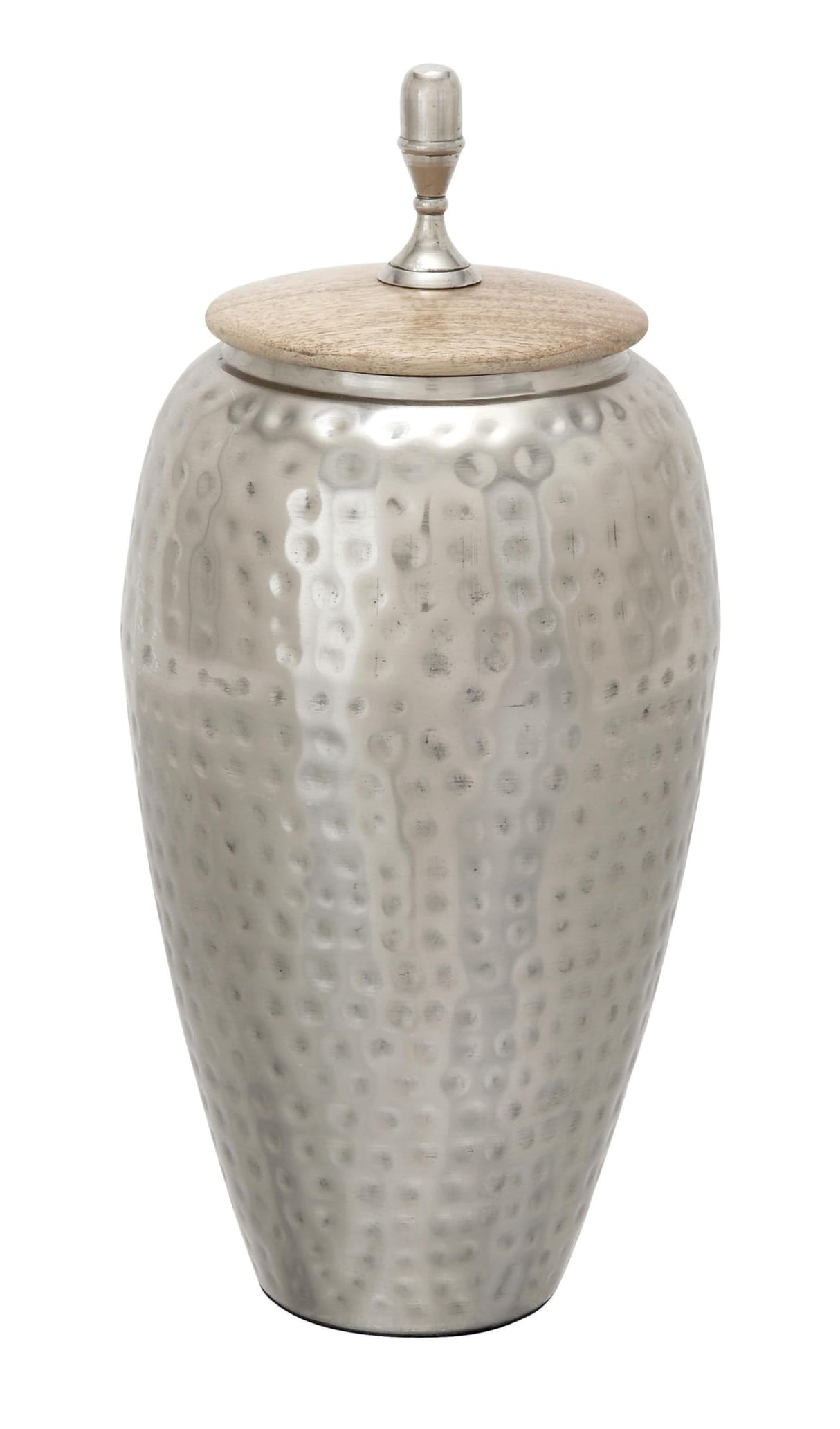 Deco 79 Metal Living Room Decorative Jars Decorative Container, Jar with Lid 7" x 7" x 16", Silver Deco 79