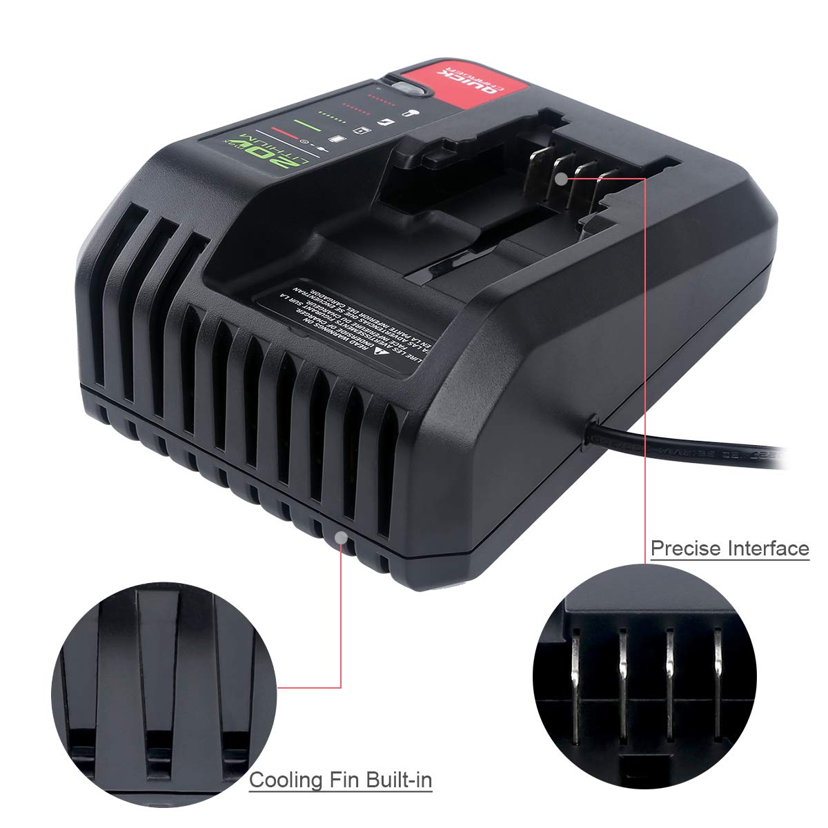 Lasica 20V Max Charger Compatible with Black & Decker 20V Battery and Compatible with Porter-Cable 20V Battery LBXR20 LBXR2020 PCC681L PCC685L PCC692L BDCAC202B 20-Volt Power Tool Battery Charger Lasica