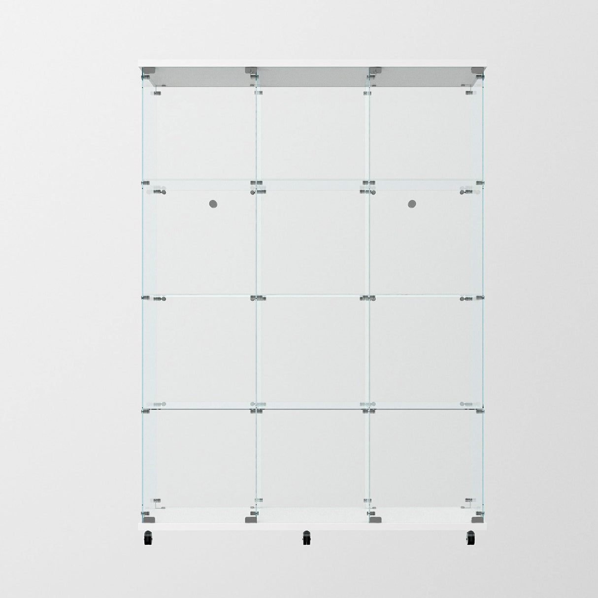 lunhung 3 Column 2 Doors Glass Display Cabinet with LED Lights & Wheels, 4-Shelf Removable Curio Cabinet w/ Lock & Glass Shelves, 65"H Floor Standing Bookshelf Storage Showcase for Living room (White) lunhung