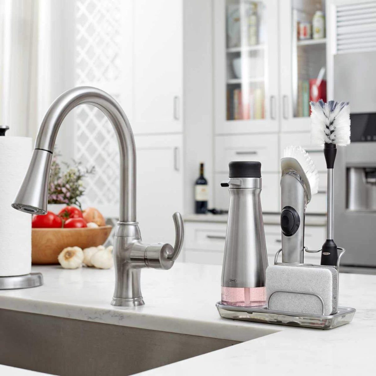 OXO SteeL Soap Dispensing Dish Brush 10 In OXO