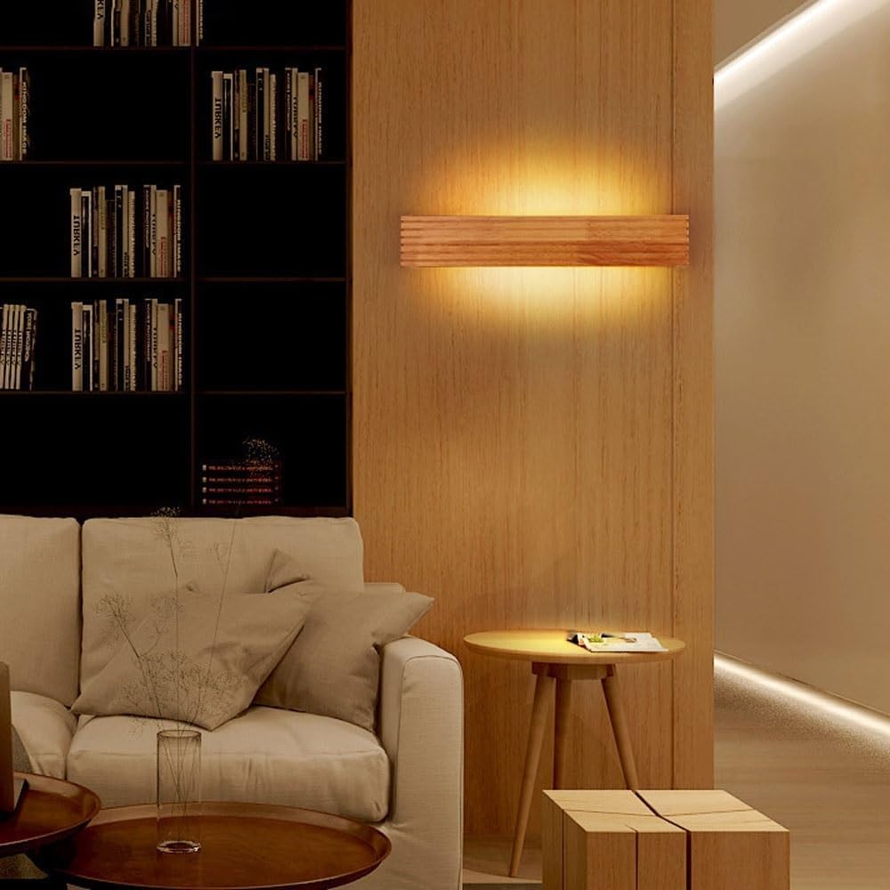 Japanese LED Solid Wood Wall Lamp Nordic Modern Wall Sconce Lighting Warm Light Mirror Wall Light Wooden Vanity Light for Bathroom Bedroom GeRRiT