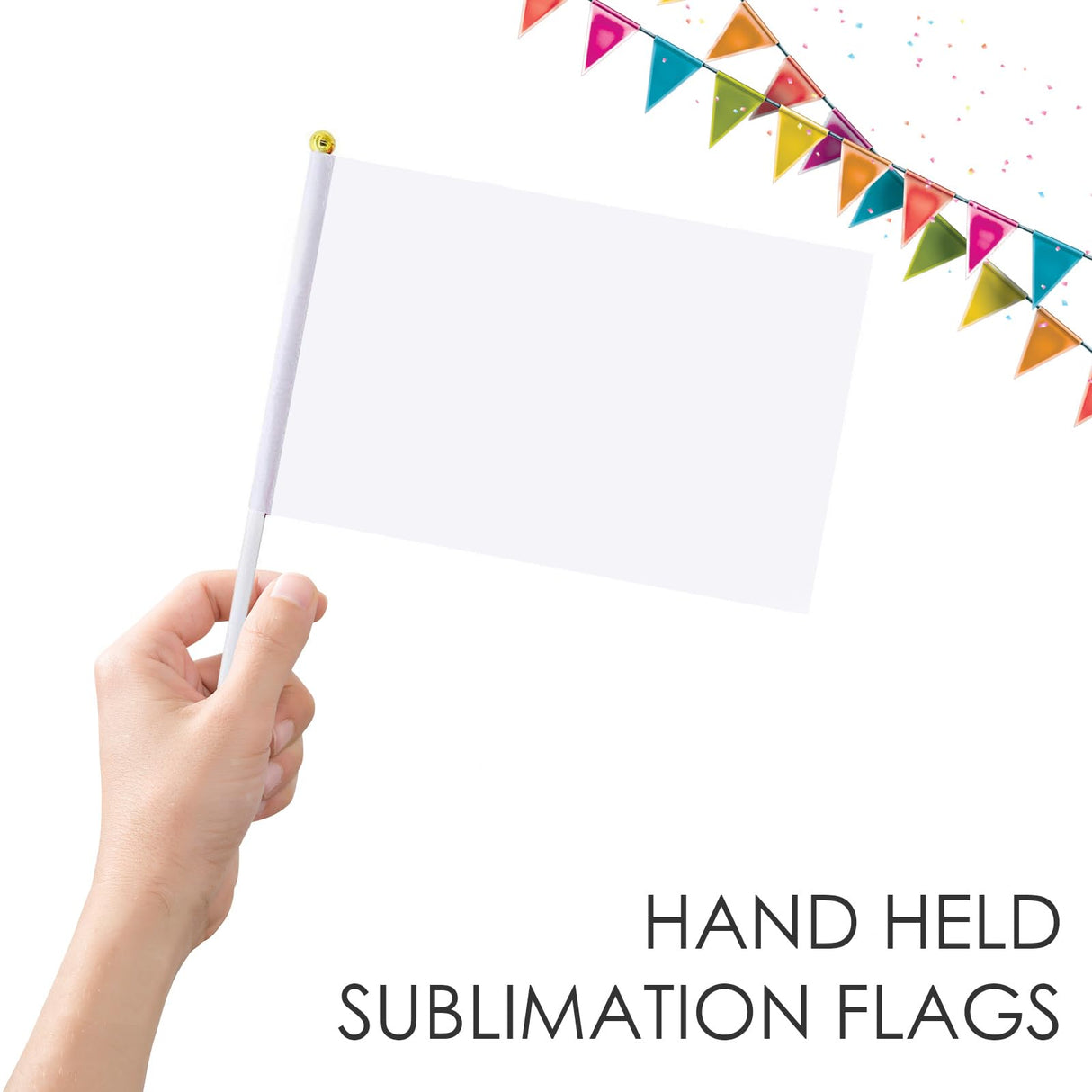 Hyuetrsa 200 Pcs Solid White Blank Sublimation Flags Small Hand Held Sublimation Flags, Mini White DIY Graffiti Flags on Stick,Party Decorations for Parades Birthday Wedding Events Celebration Hyuetrsa