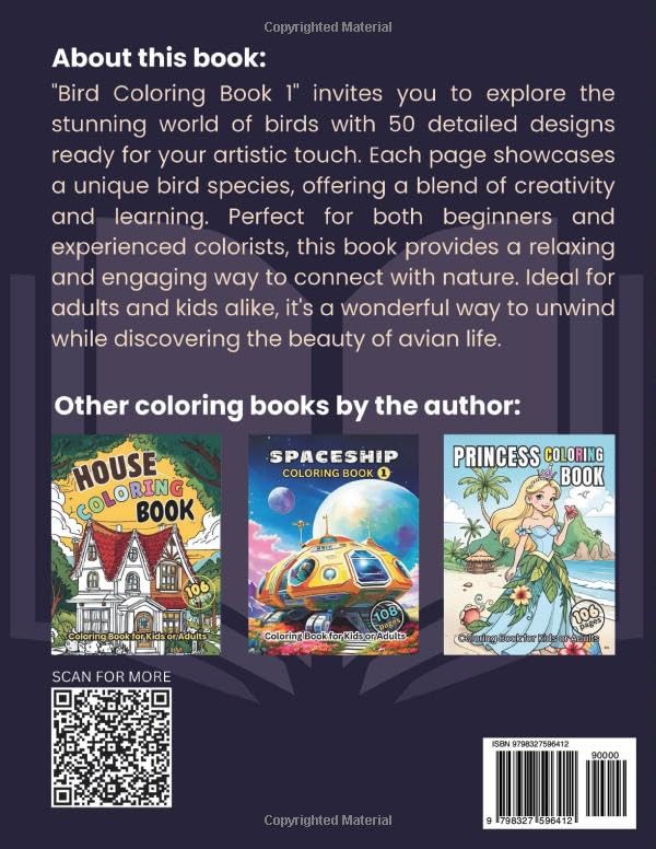 BIRD COLORING BOOK 1: Feathers and Hues: Bring Birds to Life Majosta