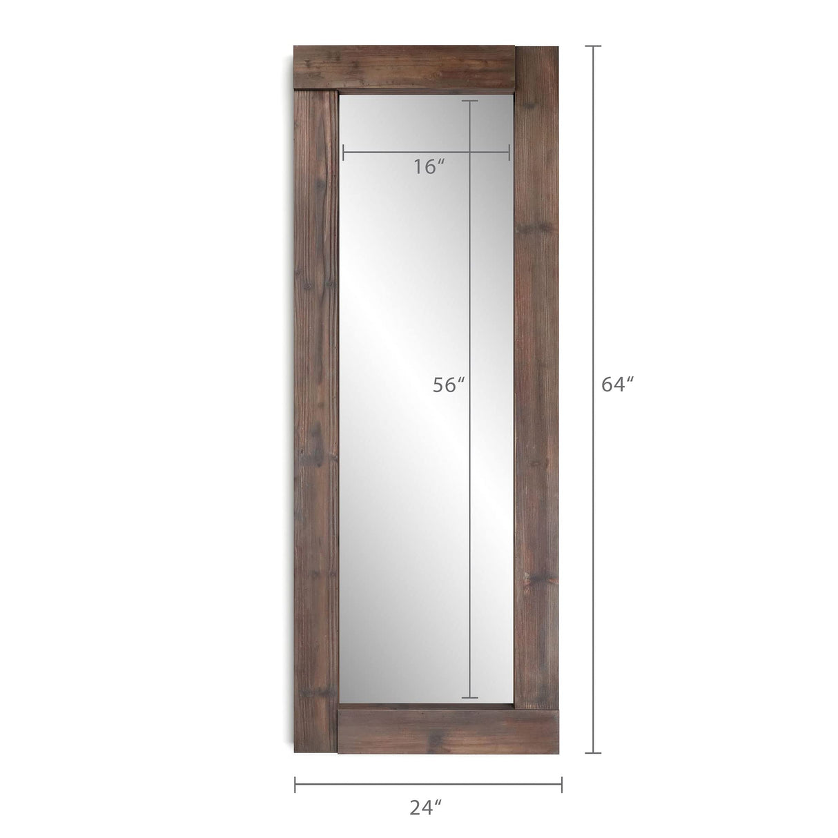 Barnyard Designs 24x64 Large Wooden Full Length Floor Mirror, Oversized Wood Framed Full Size Body Mirror for Bedroom, Brown Barnyard Designs