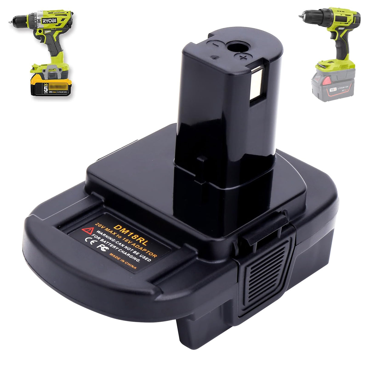 Battery Adapter with USB Port for Dewalt to Ryobi Battery&for Milwaukee to Ryobi Battery,Convert Dewalt 20V/Milwaukee 18V Battery to Ryobi 18V One+ Lithium-ion Battery(Only DM18RL Adapter) Gonocop