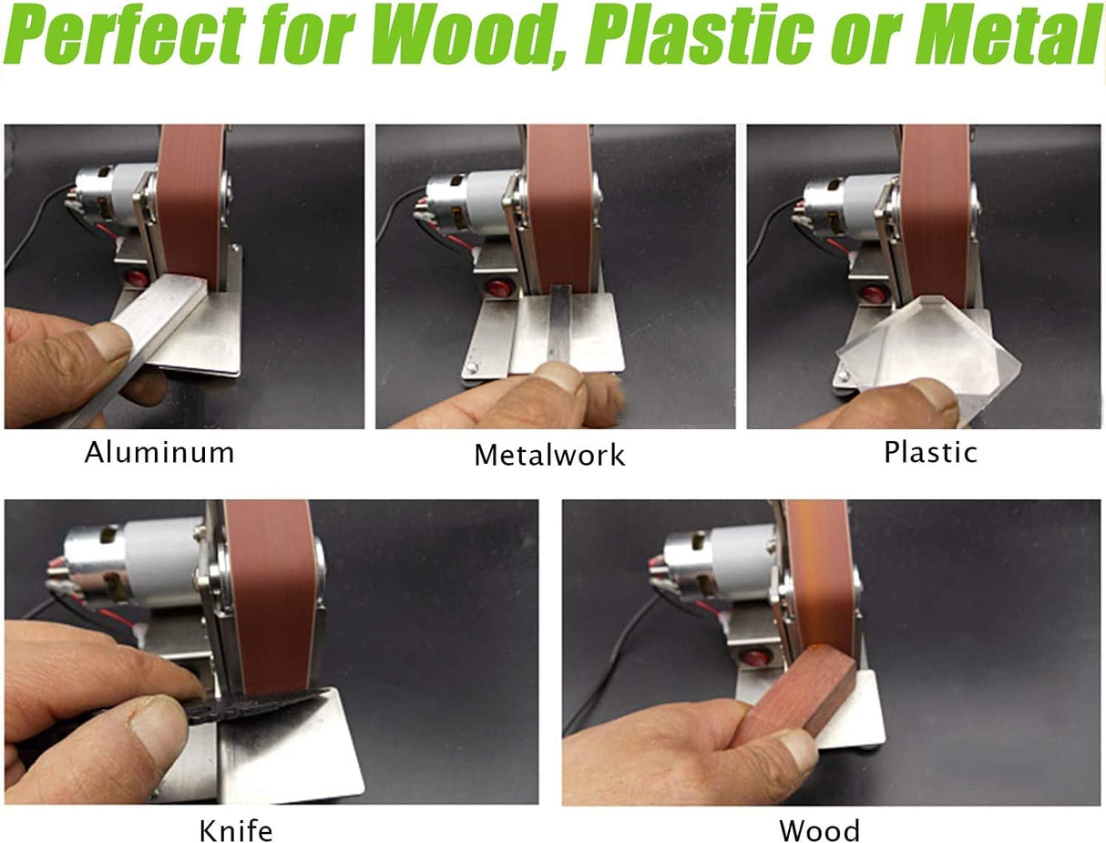Podoy ππ₯ππ§ππππ Mini Belt Sander Electric DIY 7 Speed Adjustable Control Small Grinder Sharpener Polisher Machine 110V with 10 Belts for Metal Knife Podoy