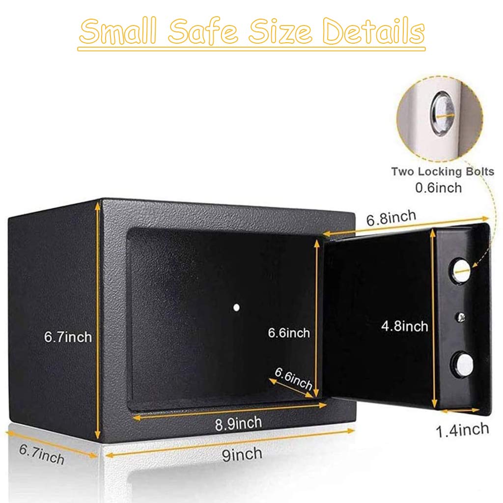 Fireproof and Waterproof Electronic Safe Box with Digital Keypad & Keys, Money Box and Deposit Box for Cash Gun Jewelry Home Office Hotel Security Storage - with 2 keys and Tools (9" x 6.7 x 6.7") AMZOSS