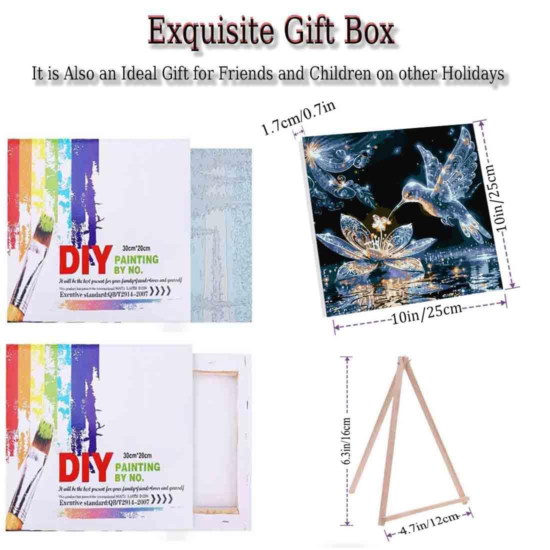 VIGEGU Hummingbird Paint by Numbers Kit for Adults with Framed - Paint by Number with Wooden Easel DIY Adult Paint by Number Kits Box Pack Acrylic Oil Painting 10x10inch VIGEGU