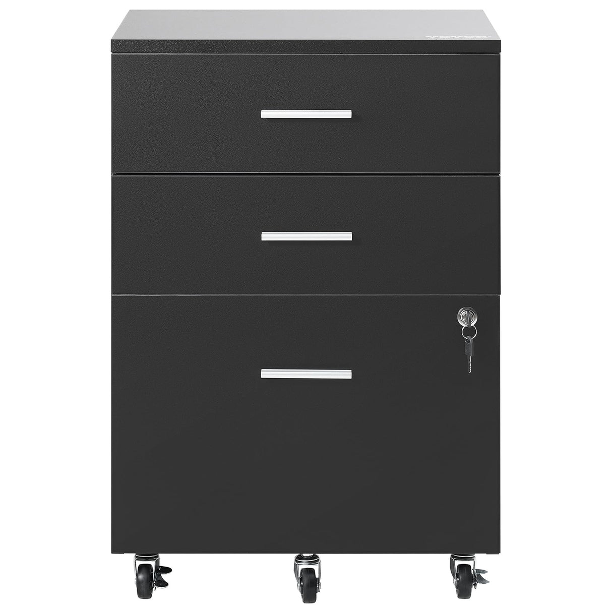 VEVOR File Cabinet, 3-Drawer Wood Filing Cabinet, Locking Office Cabinet for Letter/A4 Size, File Cabinet with 5 Wheels for Home Office, Black VEVOR