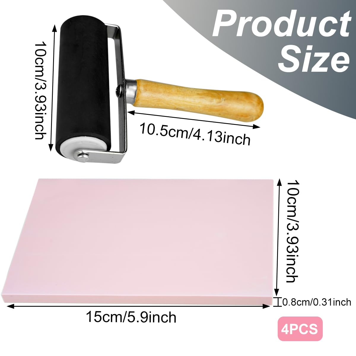 4 Pcs Rubber Carving Linoleum Blocks Rubber Block Stamp Carving Blocks with Brayer Cutter Tools for Printmaking, Printing and Stamp Soft Rubber More Crafts PKEAFC