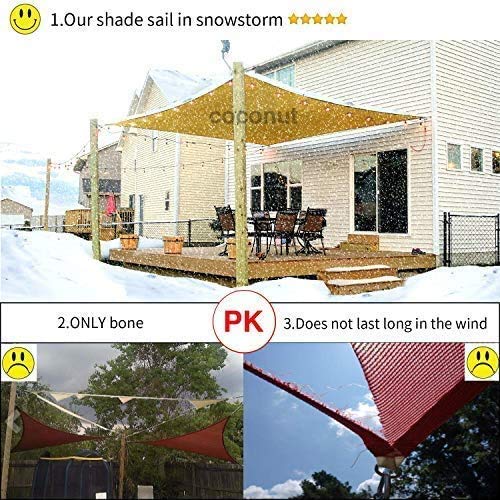 Patio Sun Shade Sail Canopy, 16' x 18' Rectangle Shade Cloth Outdoor Cover - Sunshade Fabric Awning Shelter for Pergola Backyard Garden Carport (Sand) COCONUT