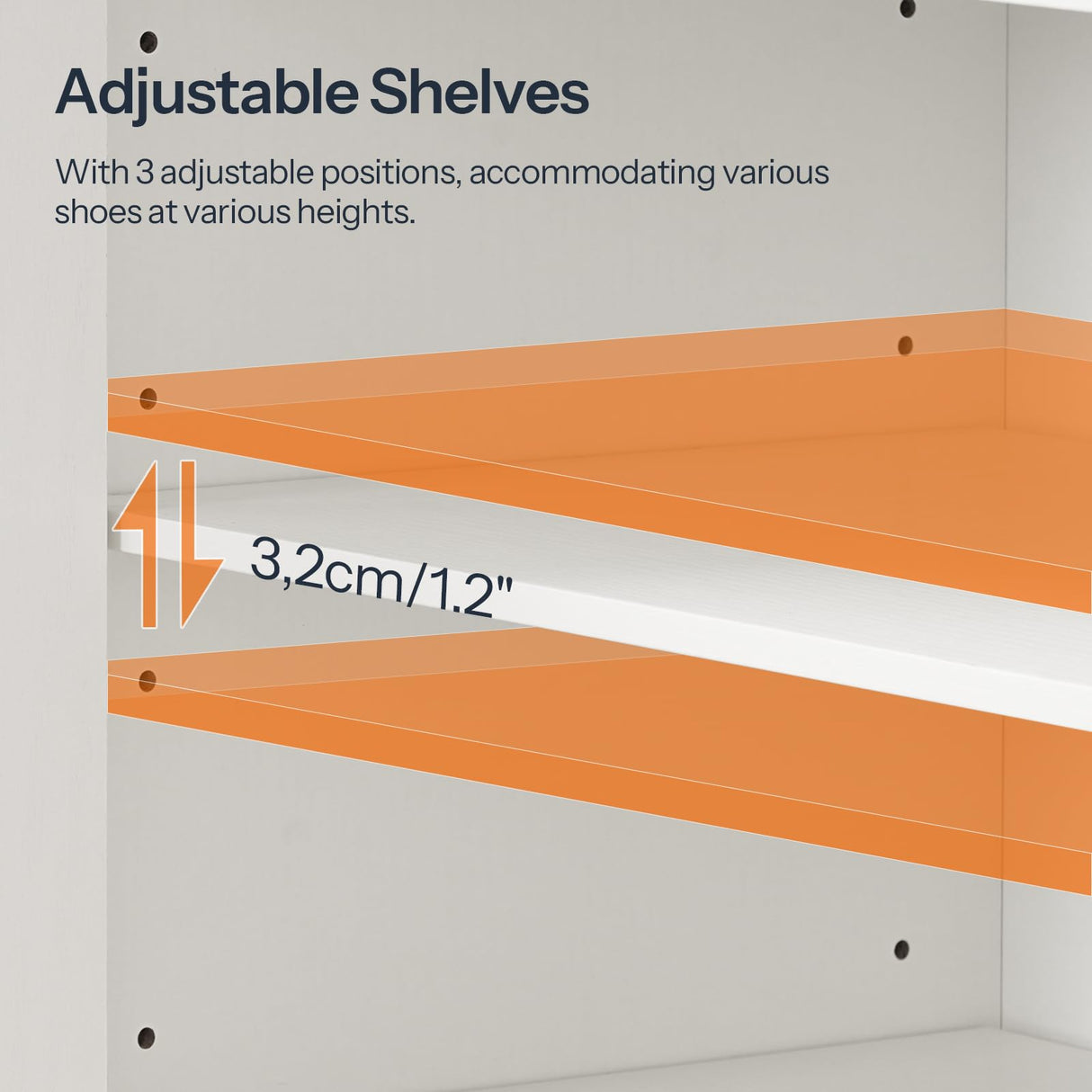 HOOBRO Shoe Cabinet, Farmhouse Shoe Storage Cabinet, Shoe Organizer Cabinet with Hooks and Adjustable Shelves, Shoe Cabinet Storage for Entryway, Living Room, White and Walnut WH16SC01 HOOBRO