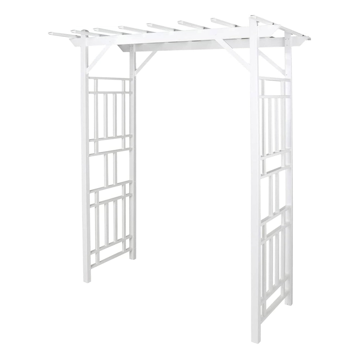 Dura-Trel Wellington Arbor, 72 by 95 Inch PVC Patio Garden Arch, Outdoor Backdrop Frame Decoration or Trellis for Climbing Plants, White DuraTrel