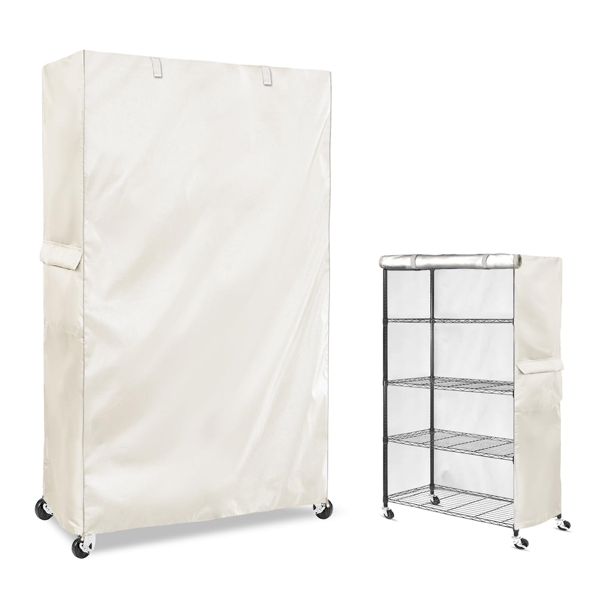 SoloToo Heavy-Duty Waterproof Wire Shelf Cover, Garage Storage Shelving Protector, Universal Fit 30 x 14 x 62 Inch Rack Covers with 1" Tolerance (White) SoloToo