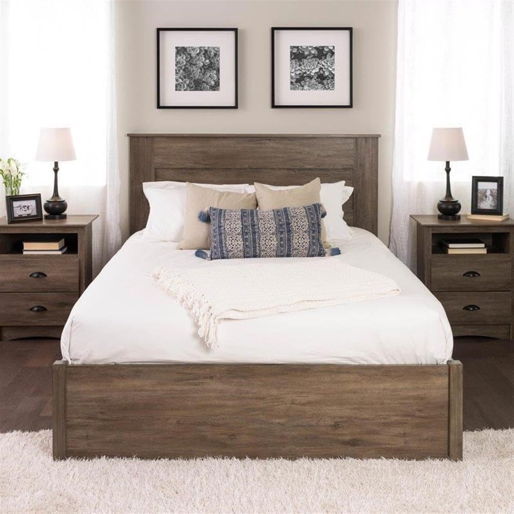 Prepac Stylish Flat Wood Panel Headboard for Queen Size Beds, Simplistic Wooden Queen Headboard 2.25" D x 64.5" W x 48" H, Drifted Gray, DHFQ-1301-1 Prepac