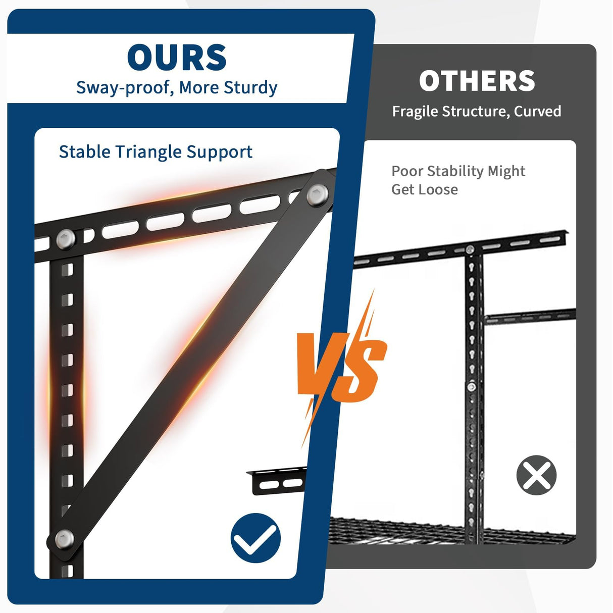 EliteEdge 3x8 Garage Overhead Storage Racks with Stable Triangle Support, Heavy-Duty Steel Ceiling Mount Racks for Garage Storage, Adjustable Height, 600lbs Capacity, Black EliteEdge