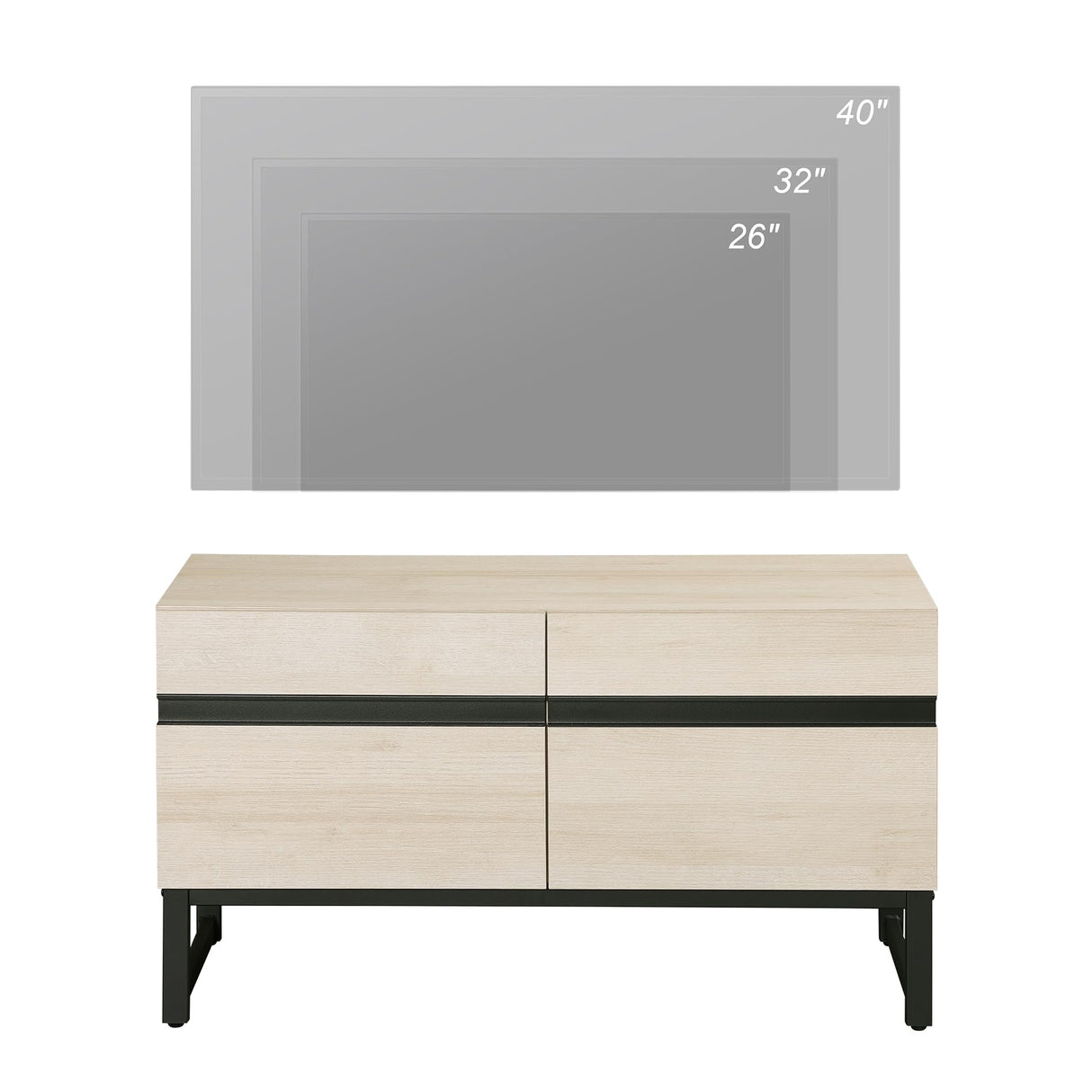 WAMPAT Modern TV Stand with Storage Cabinets for 40 Inch TV, Wood TV Entertainment Center TV Media Console Table with Metal Leg for Living Room,Light Oak WAMPAT