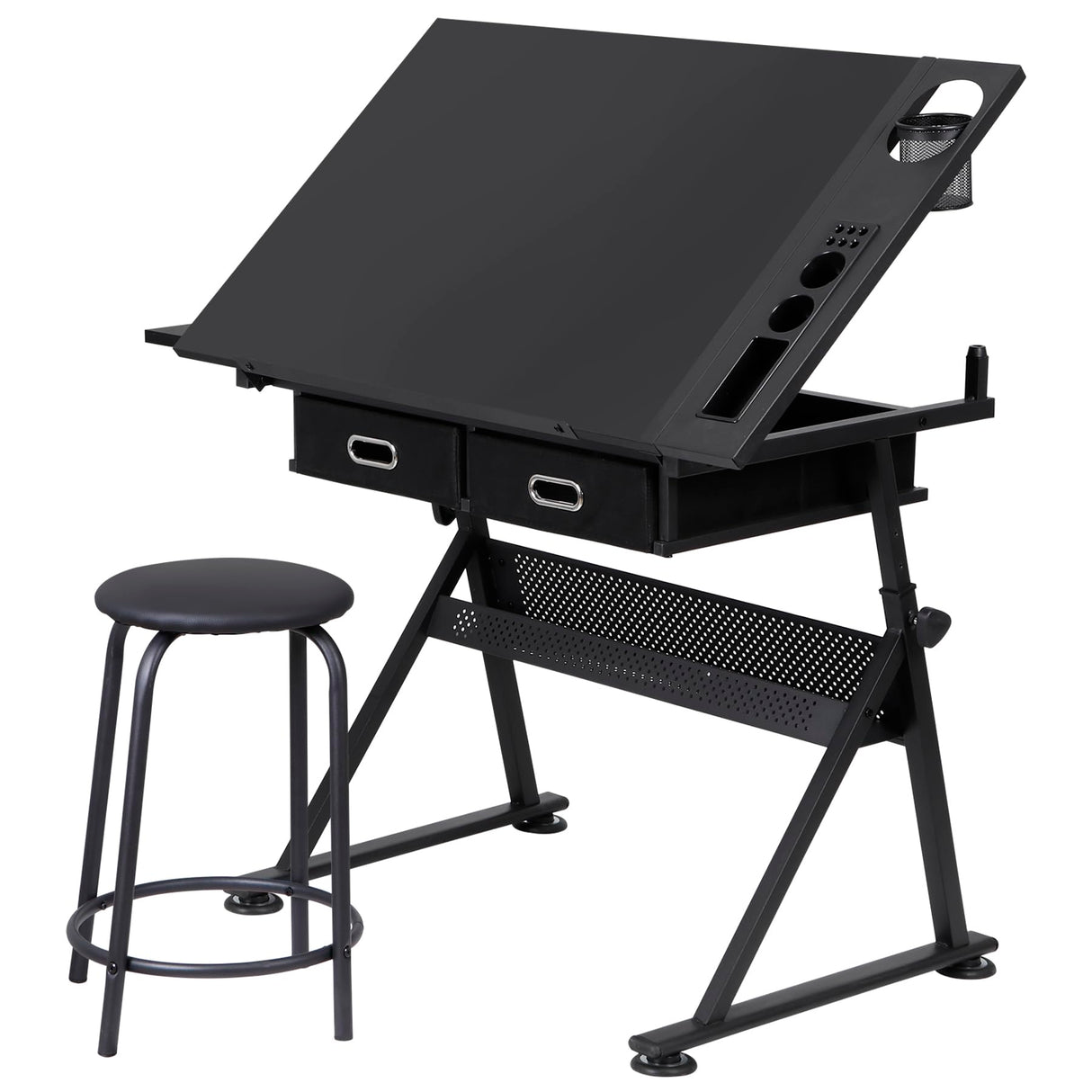 Nova Microdermabrasion Height Adjustable Drafting Table - Art/Craft Desk with Stool and 2 Slide Drawers for Reading, Writing, Crafting, Painting Nova Microdermabrasion