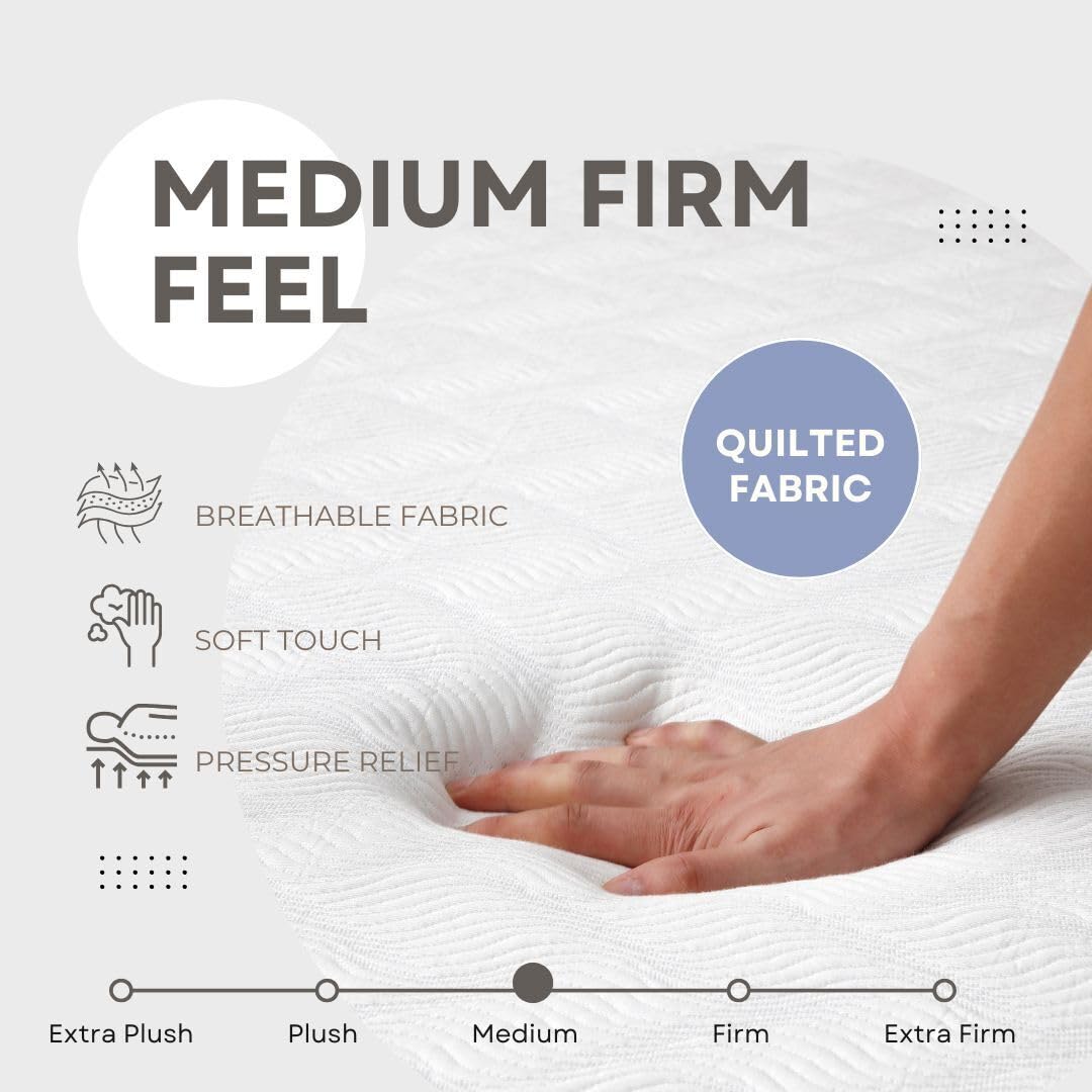 L’Baiet 8” Gel Memory Foam Mattress, King Size/Bed in a Box/Medium Firm/Breathable Cooling-Gel Comfort Technology/Pressure Relief/Comfy Support/Soft Fabric Cover/CertiPUR-US Certified L'Baiet